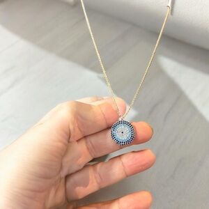 Evil Eye Stainless Steel Round Silver Necklace Pendant Gift